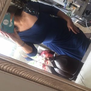 Adrianna Papell Midnight Blue Asymmetrical Dress